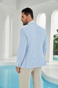 Cargar la imagen en la vista de la galería, Seersucker Striped Men's Summer Blazer
