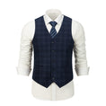 Cargar la imagen en la vista de la galería, Navy Plaid Men's Vest for Party, Wedding and Business
