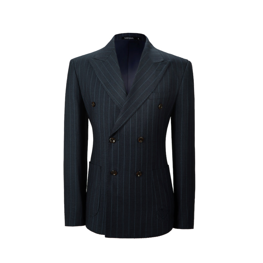 Double Breasted Peak Lapel Stripe Men Blazer 2371