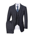 Load image into Gallery viewer, Dark Grey Plaid Men's 3 Piece Suits
