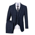 Load image into Gallery viewer, Navy Plaid Men's 3 Piece Suits
