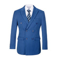 Bild in Galerie-Betrachter laden, Royal Blue Stripe Men's Double Breasted Blazer for Party, Wedding and Business
