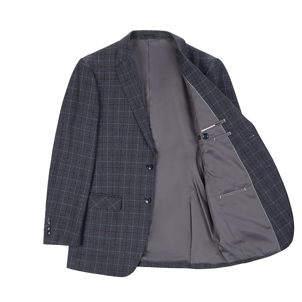 Dark Grey Plaid Men's Blazer for Party, Wedding and Business