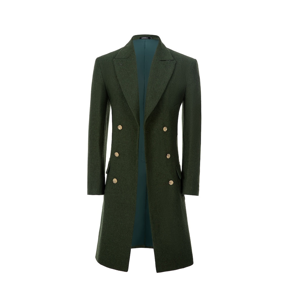 Men's Wool Coat Winter Double Breasted Long Coat 2776