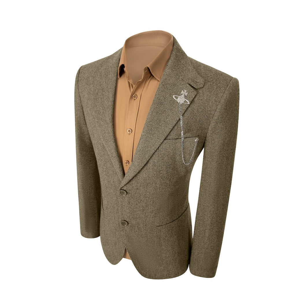 Simple Winter Tweed Herringbone 2 Pieces Mens Suits 2784