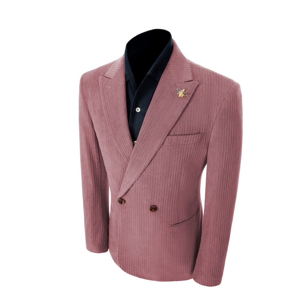 Men's Peak Lapel Corduroy Prom 2 Piece Suits