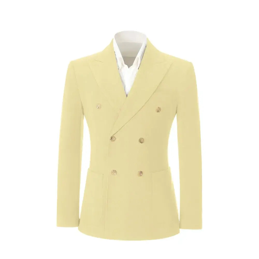 Men's Peak Lapel Double Breasted Corduroy 2 Piece Suit