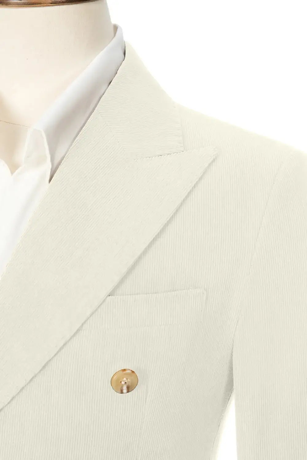 Men's Peak Lapel Double Breasted Corduroy 2 Piece Suit