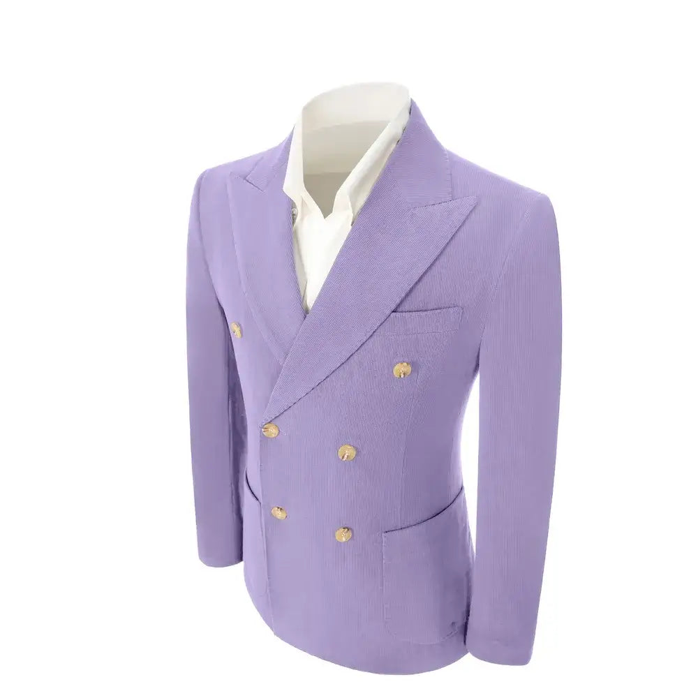 Men's Peak Lapel Double Breasted Corduroy 2 Piece Suit