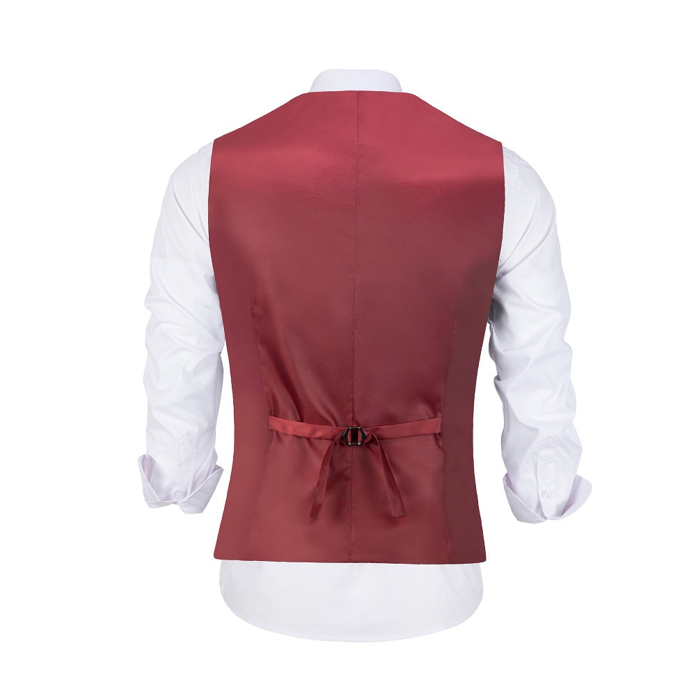 Burgundy 2pc minimalist suit for men – vest back view