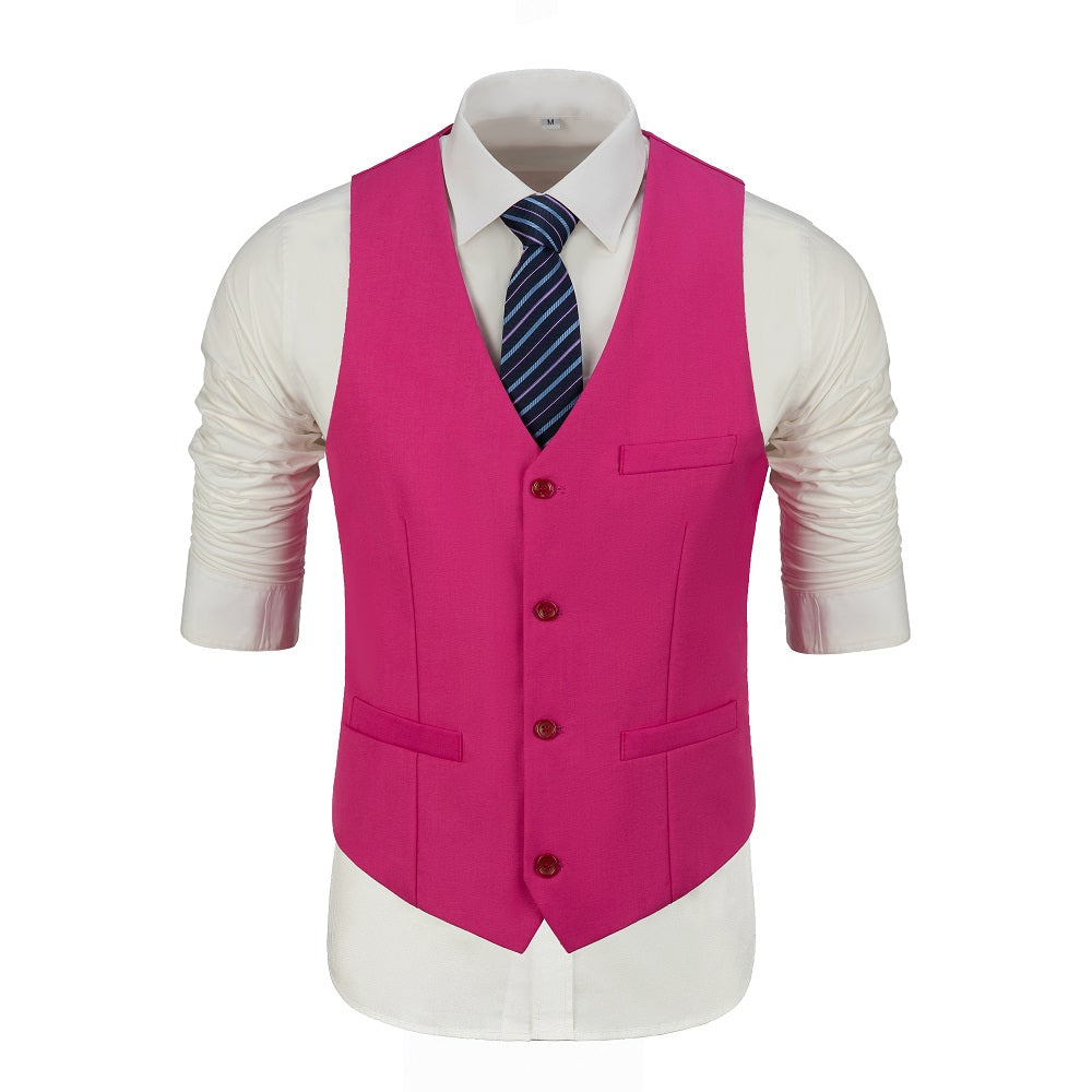 Men's Fuchsia vest and pants set – ideal lightweight 2pc suit for men