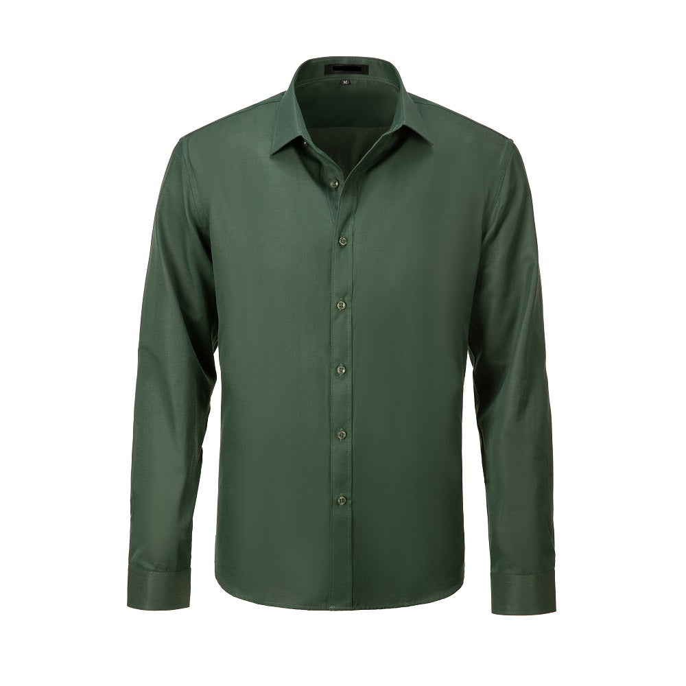 Green Men's Urban Stylish Casual Business Slim Fit Long Sleeve Button Up Dress Shirt