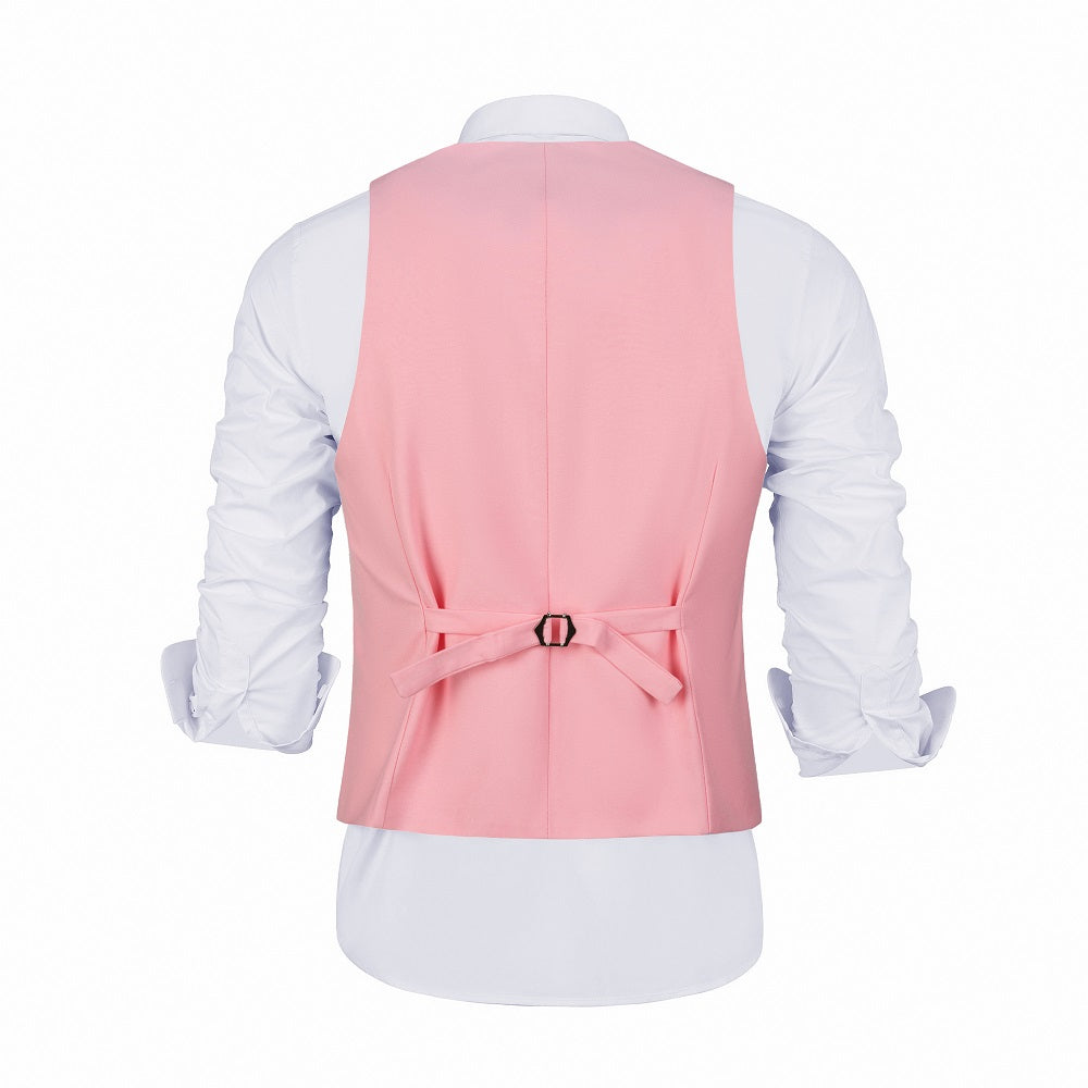 Pink 2pc minimalist suit for men – vest back view