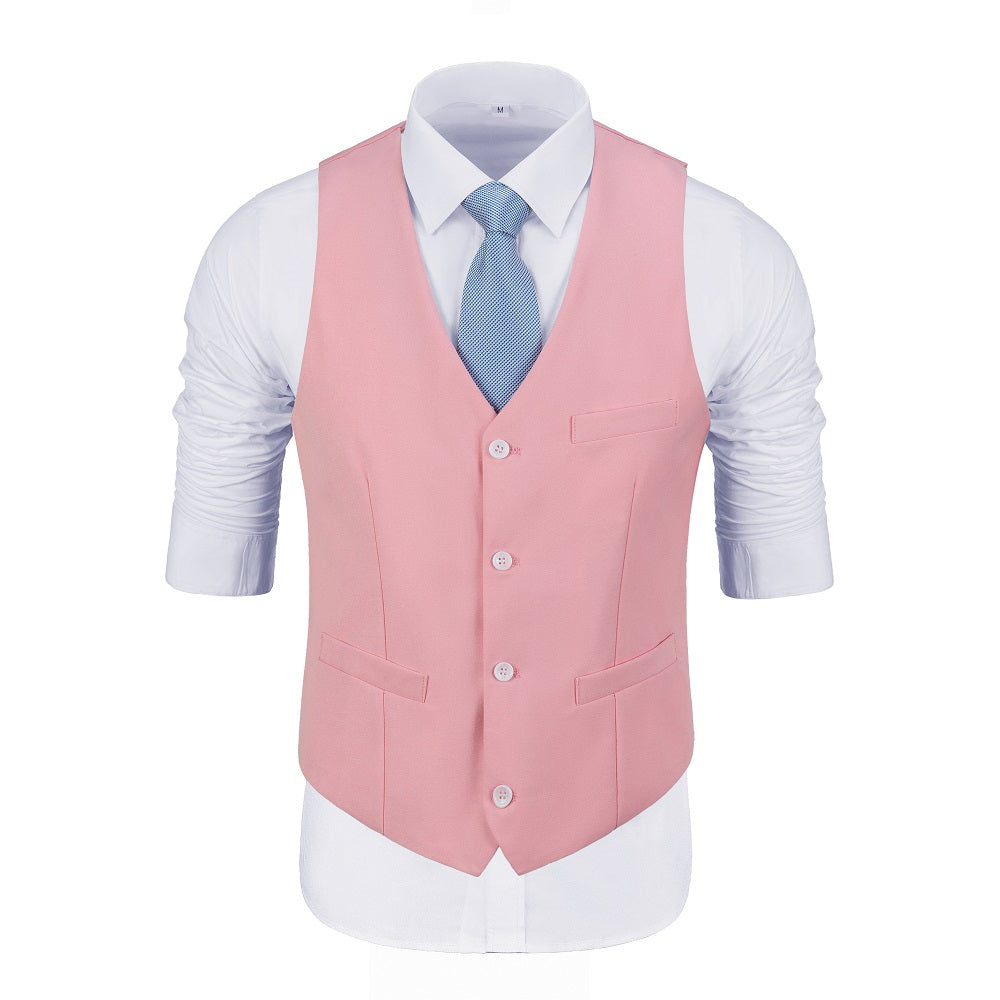 Men's Suits 2 Pieces Vest+Pants Set V-Neck Slim Fit Casual Waistcoat Suit