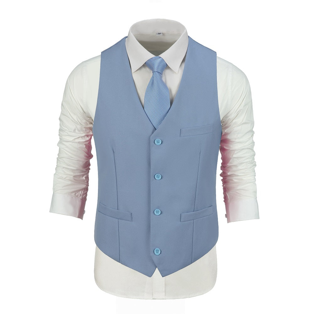 Men's Suits 2 Pieces Vest+Pants Set V-Neck Slim Fit Casual Waistcoat Suit