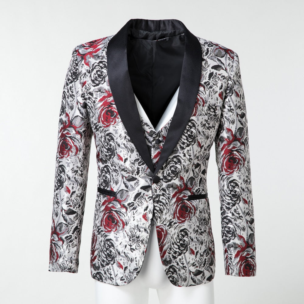 Floral Unique Patterned Party 3 Piece Men Suits