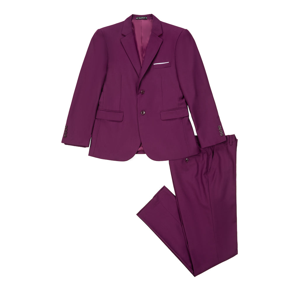 Purple Two Button Wedding 3 Pieces Slim Fit Men Suits