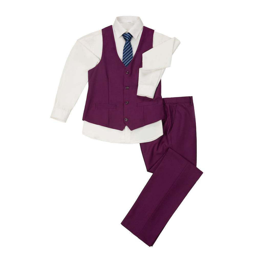 Purple Two Button Wedding 3 Pieces Slim Fit Men Suits