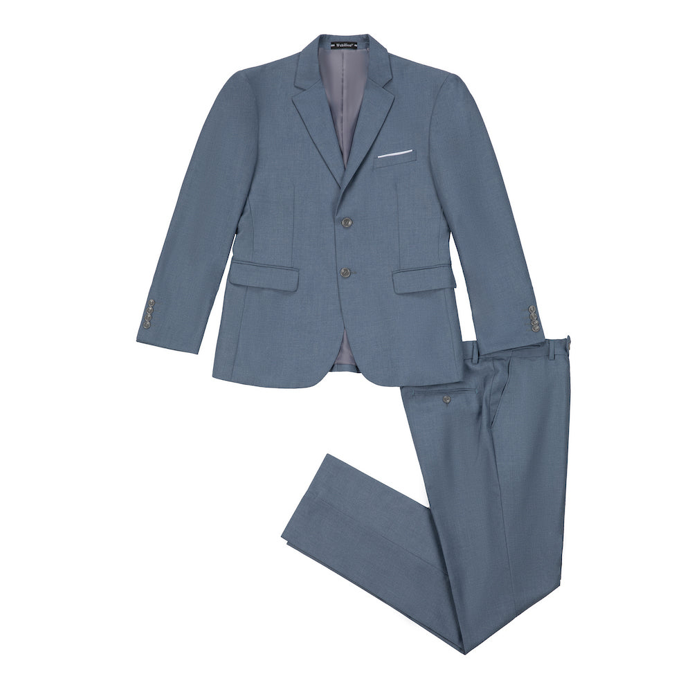 Denim Blue Two Button Wedding 3 Pieces Slim Fit Men Suits