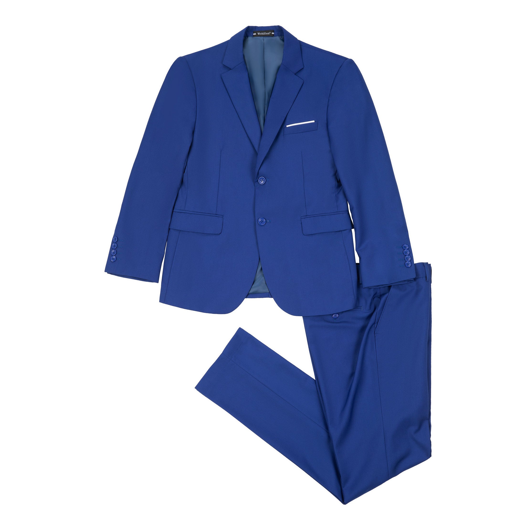 Royal Blue Two Button Wedding 3 Pieces Slim Fit Men Suits