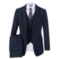 Load image into Gallery viewer, Blue Men's 3 Piece Suits ( Orange Plaid )
