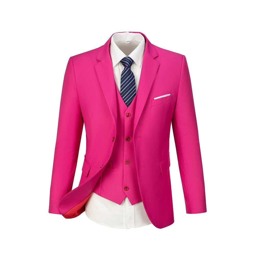 Fuchsia Men's Two Button Blazer for Party, Wedding and Business