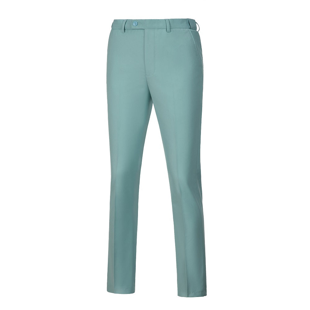 Mint green slim fit trousers with belt loops – lightweight summer dress pants
