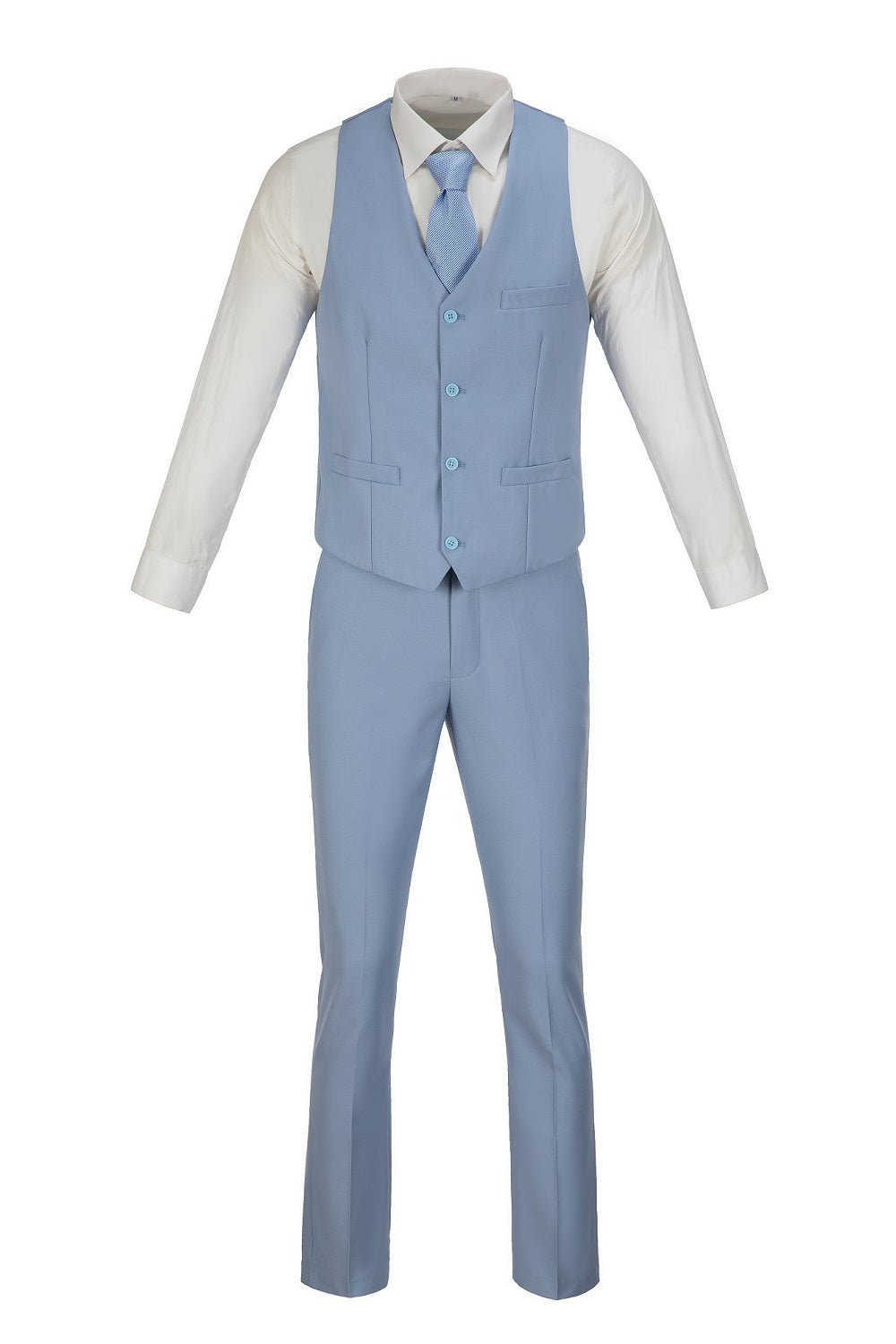 Men's Suits 2 Pieces Vest+Pants Set V-Neck Slim Fit Casual Waistcoat Suit