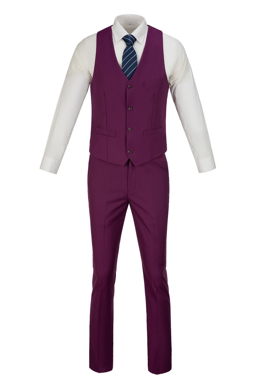 Men's Suits 2 Pieces Vest+Pants Set V-Neck Slim Fit Casual Waistcoat Suit