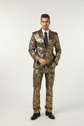 Cargar la imagen en la vista de la galería, Golden Velvet 3 Piece Men's Formal Suits
