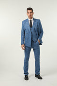 Charger l'image dans la visionneuse de la galerie, New Arrival Blue Unique Patterned Party 3 Piece Men Suits
