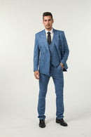 New Arrival Blue Unique Patterned Party 3 Piece Men Suits