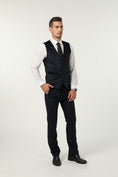 Charger l'image dans la visionneuse de la galerie, Black Navy Velvet 3 Piece Men's Formal Suits
