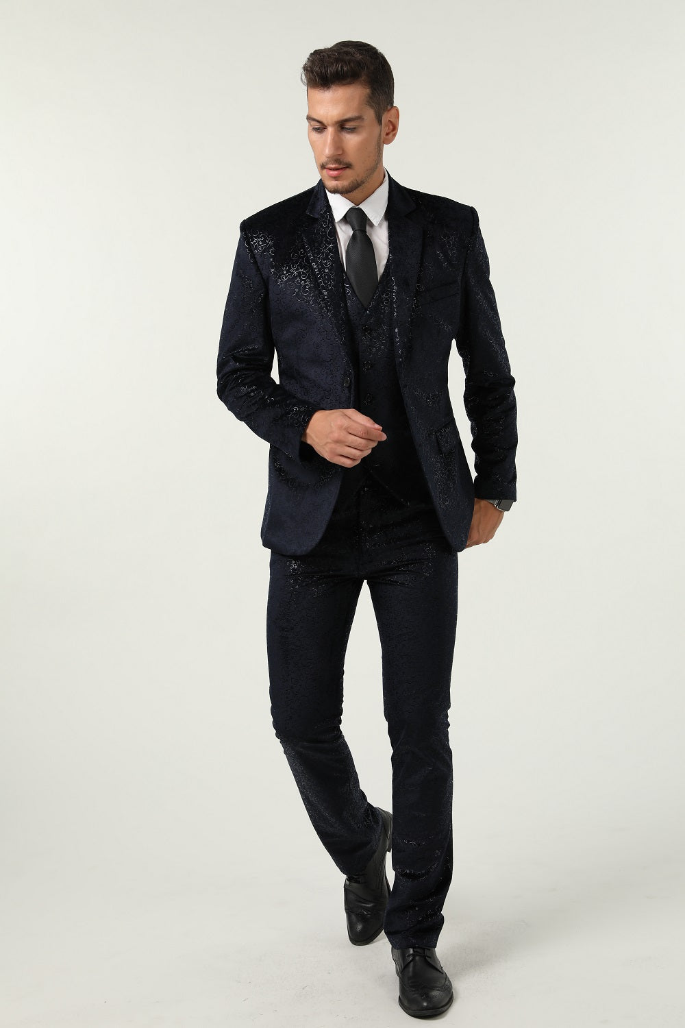 Black Navy Velvet 3 Piece Men's Formal Suits