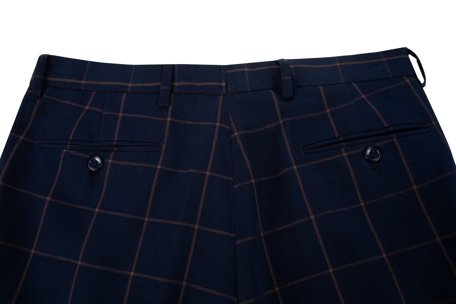 Blue Men's Pants for Party, Wedding and Business ( Orange Plaid )