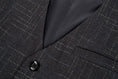 Charger l'image dans la visionneuse de la galerie, Black Plaid Men's 3 Piece Slim Fit Suits
