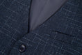 Charger l'image dans la visionneuse de la galerie, Navy Plaid Men's Double Breasted  Blazer
