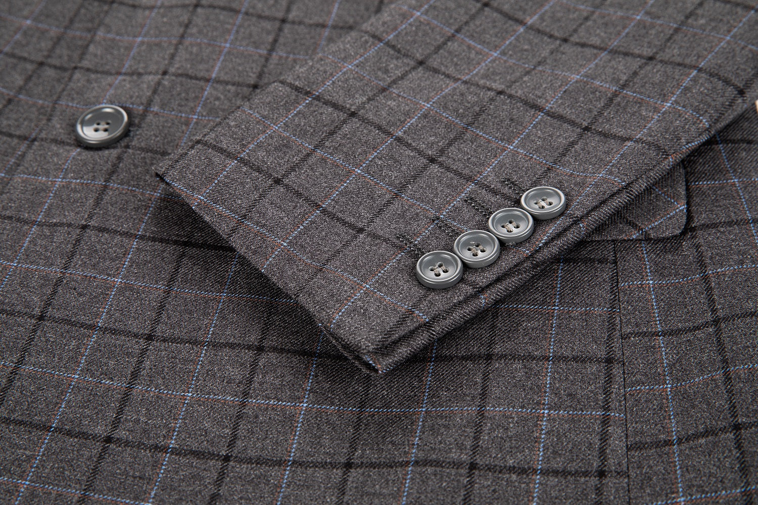 Grey Plaid Men's 3 Piece Suits