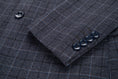 Cargar la imagen en la vista de la galería, Dark Grey Plaid Men's Blazer for Party, Wedding and Business
