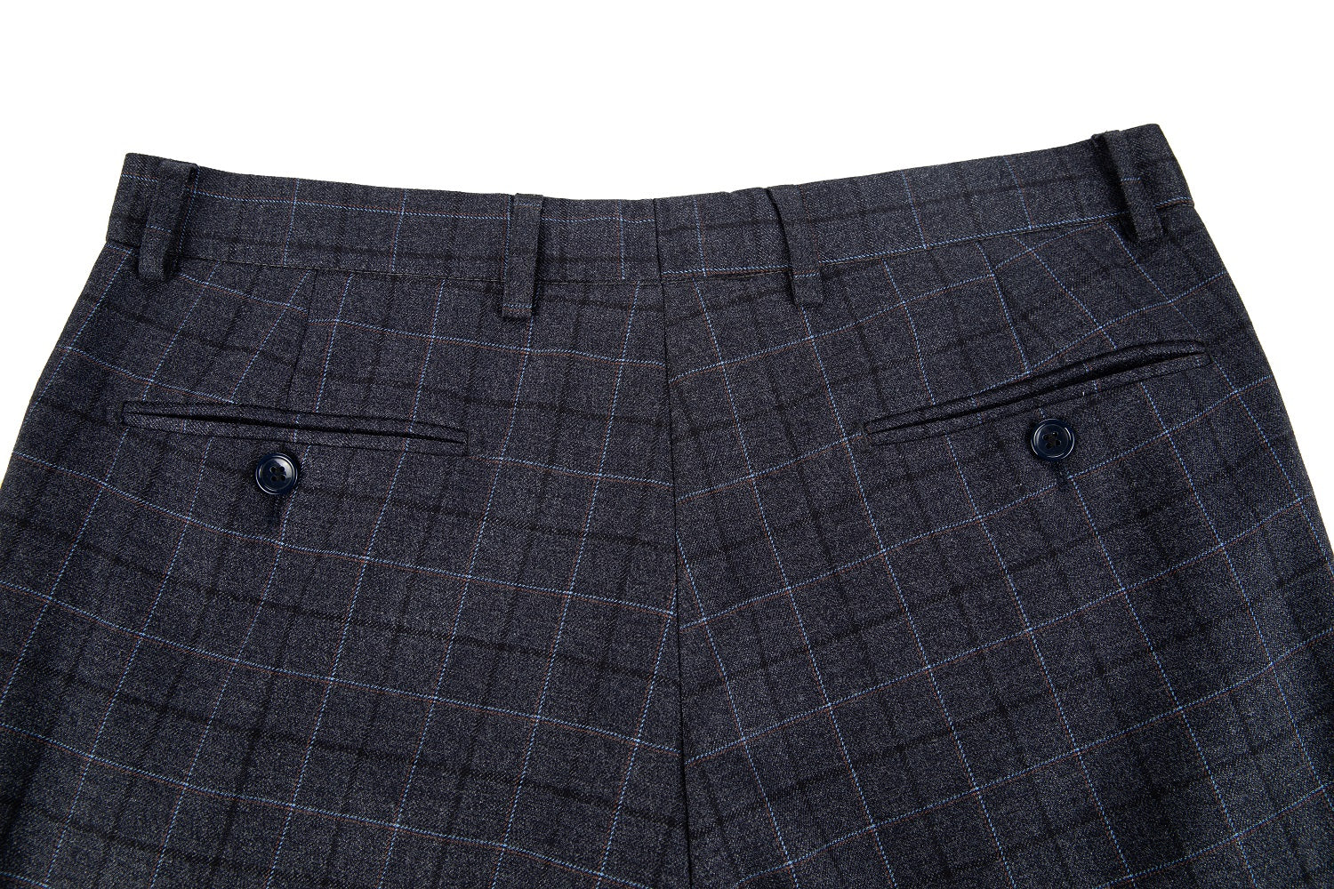 Dark Grey Plaid Men's Pants for Party, Wedding and Business