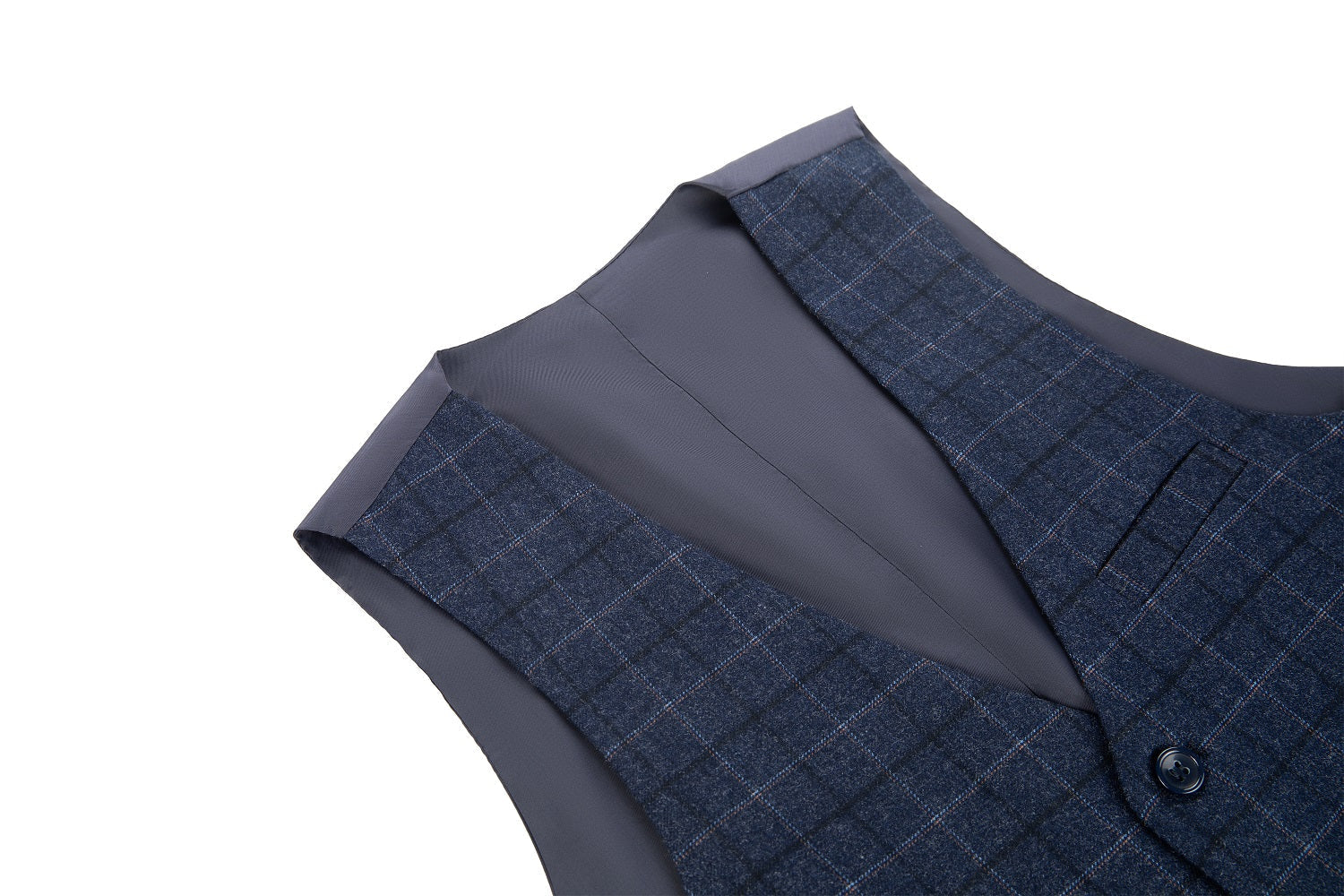 Navy Plaid Men's Vest for Party, Wedding and Business