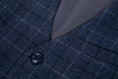 Cargar la imagen en la vista de la galería, Navy Plaid Men's Blazer for Party, Wedding and Business
