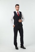 Cargar la imagen en la vista de la galería, Grey Black Navy Stripe Men's 3 Piece Set
