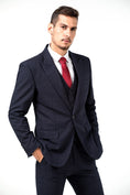 Cargar la imagen en la vista de la galería, Grey Black Navy Stripe Men's 3 Piece Set
