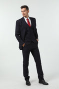 Load image into Gallery viewer, Grey Black Navy Stripe Men's 3 Piece Set
