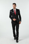 Cargar la imagen en la vista de la galería, Black Navy Velvet 3 Piece Men's Formal Suits
