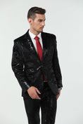 Cargar la imagen en la vista de la galería, Black Navy Velvet 3 Piece Men's Formal Suits
