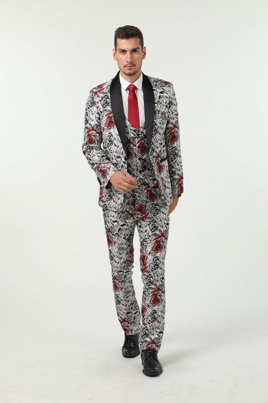 Floral Unique Patterned Party 3 Piece Men Suits