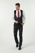 Bild in Galerie-Betrachter laden, Navy Velvet Unique Patterned Party 3 Piece Men Suits
