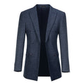 Charger l'image dans la visionneuse de la galerie, Navy Plaid Men's Double Breasted  Blazer
